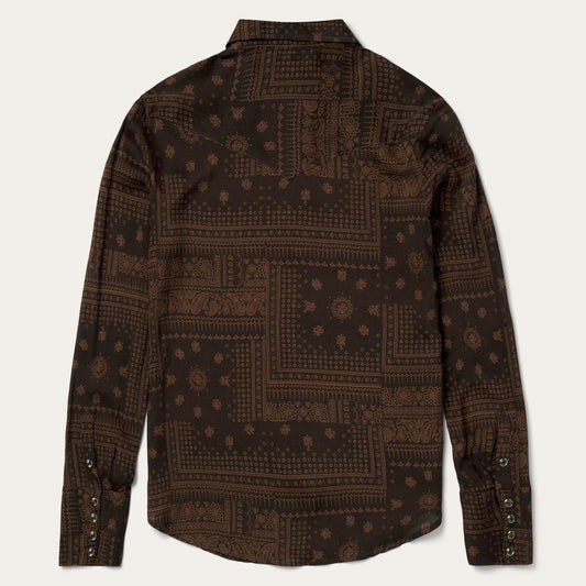 Patchwork Bandana Print Shirt Brown | Women Stetson Western Shirts