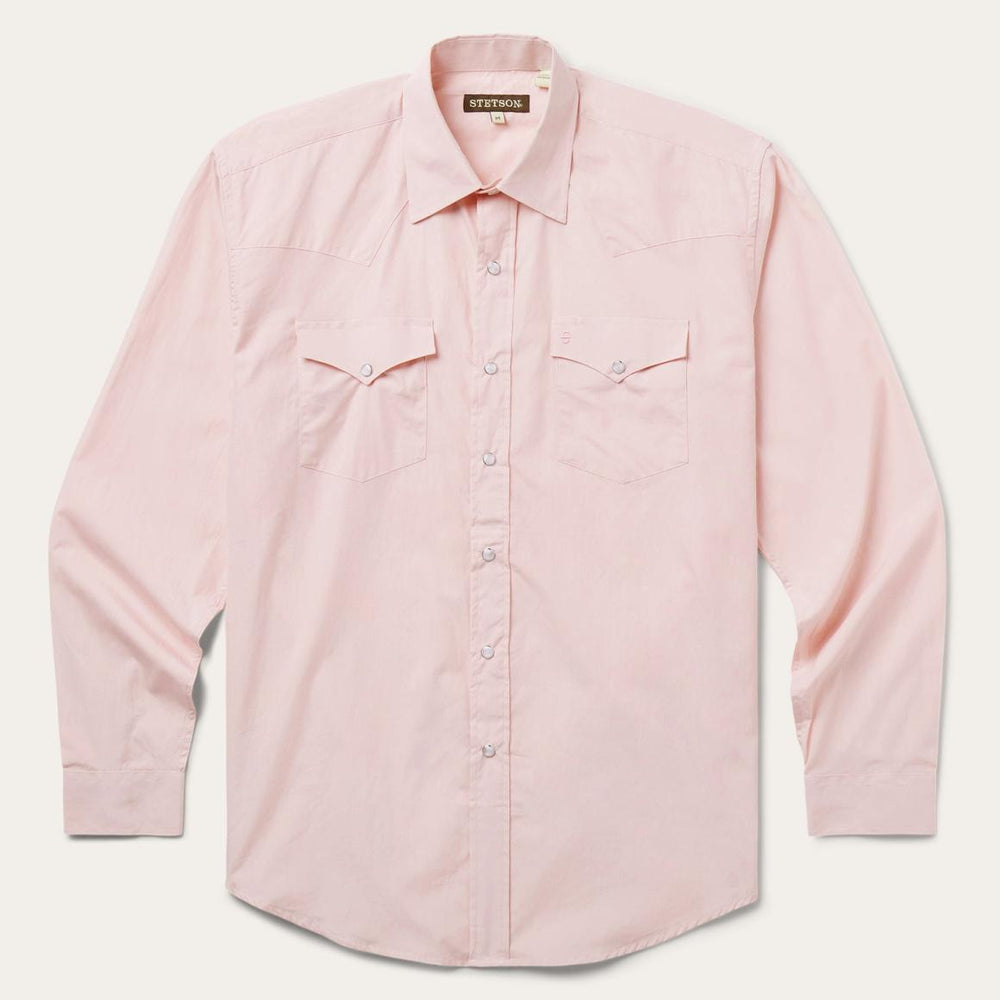 Pink End-On-End Western Shirt Pink | Men Stetson Western Shirts