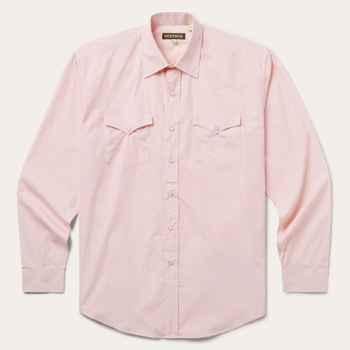 Pink End-On-End Western Shirt Pink | Men Stetson Western Shirts