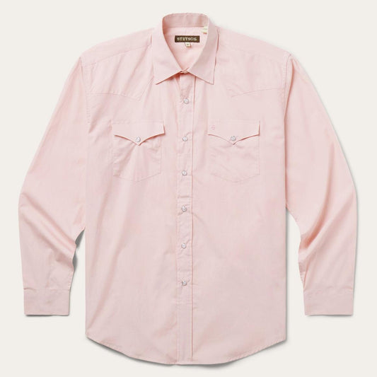 Pink End-On-End Western Shirt Pink | Men Stetson Western Shirts