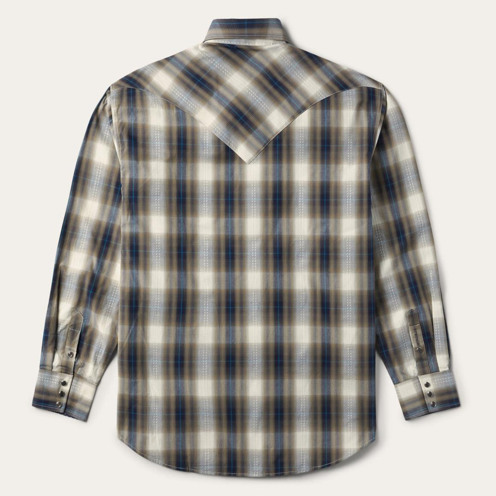 Ranch Plaid Dobby Western Shirt Brown | Men Stetson Western Shirts