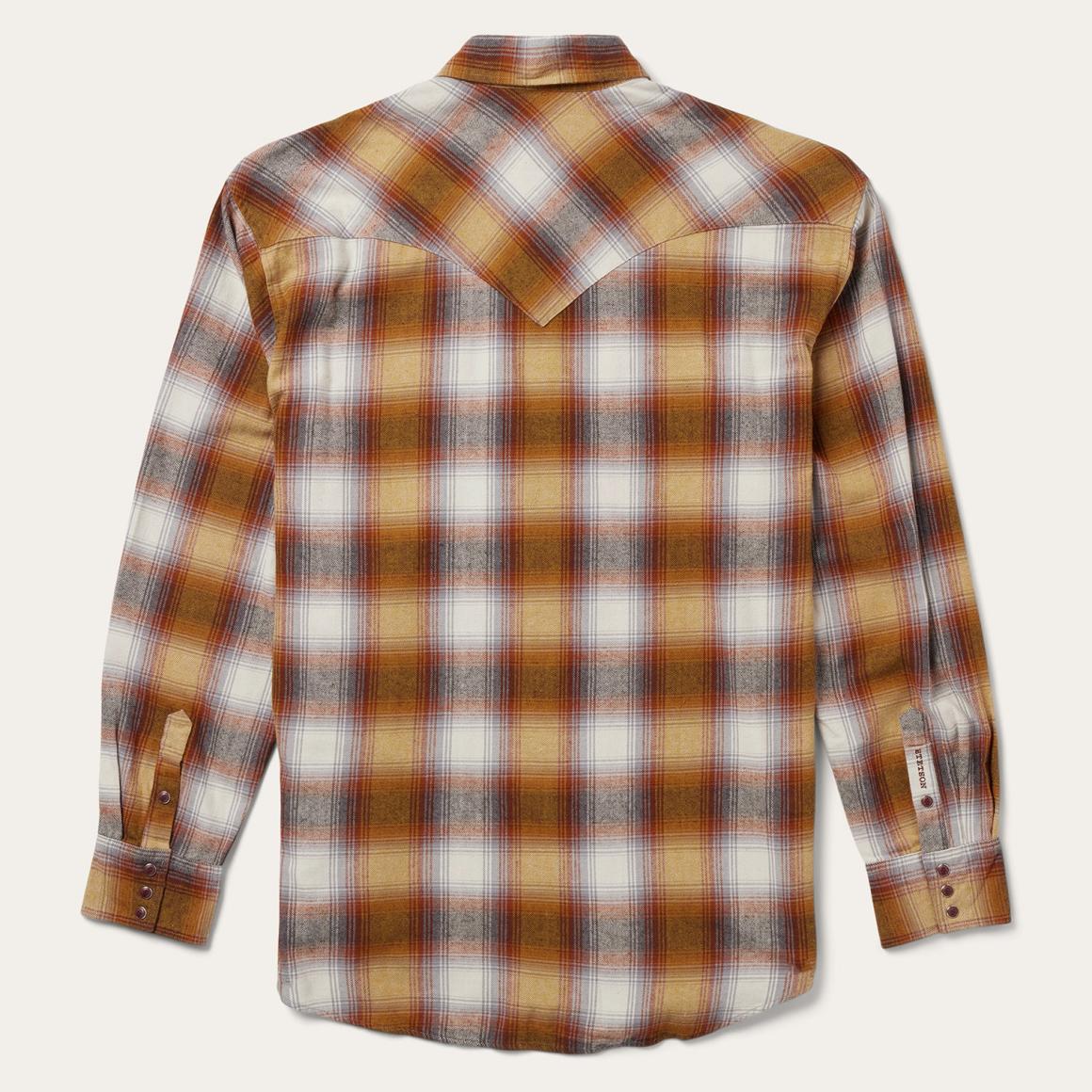 Rust Plaid Flannel Western Shirt Brown | Men Stetson Classic Cut