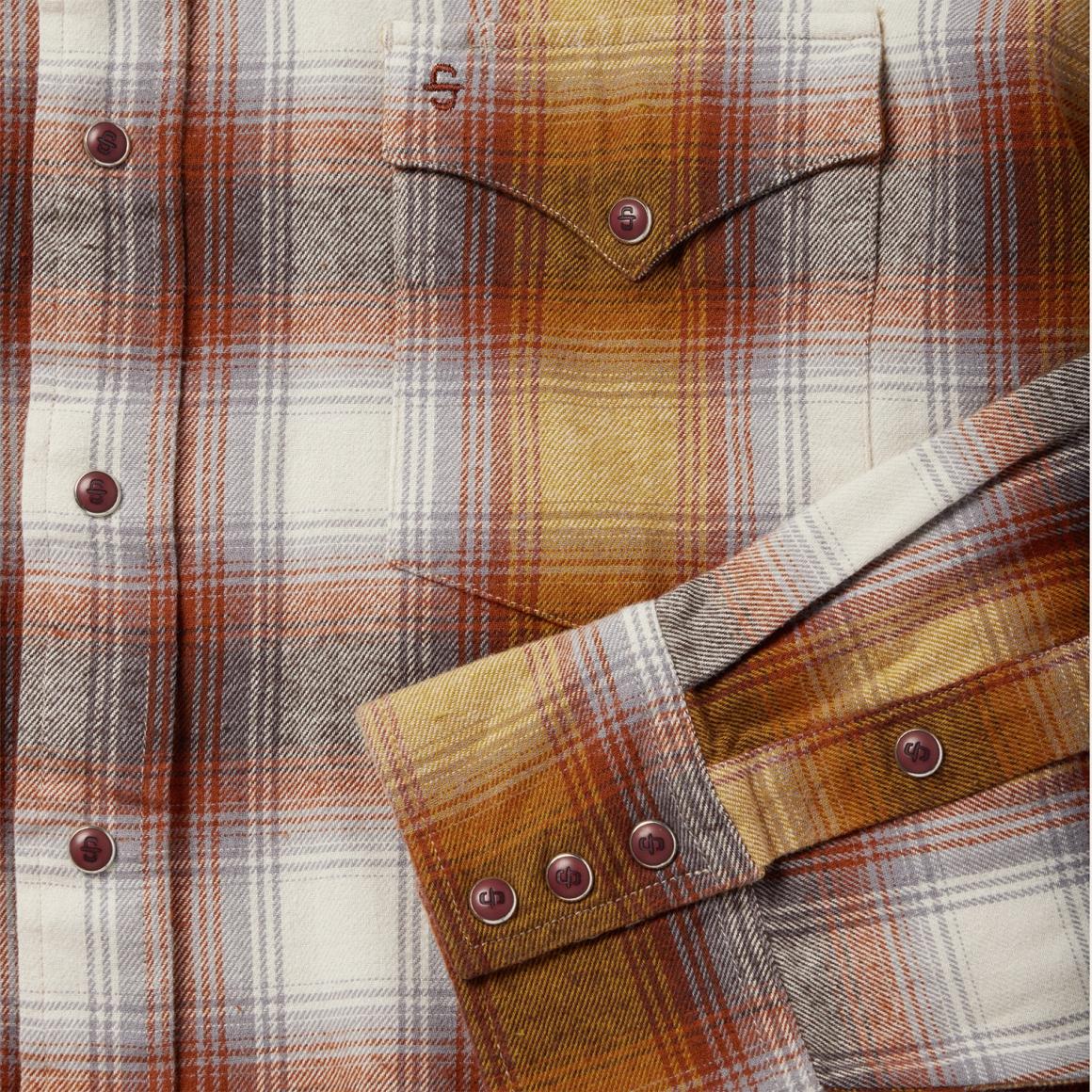 Rust Plaid Flannel Western Shirt Brown | Men Stetson Flannel Shirts