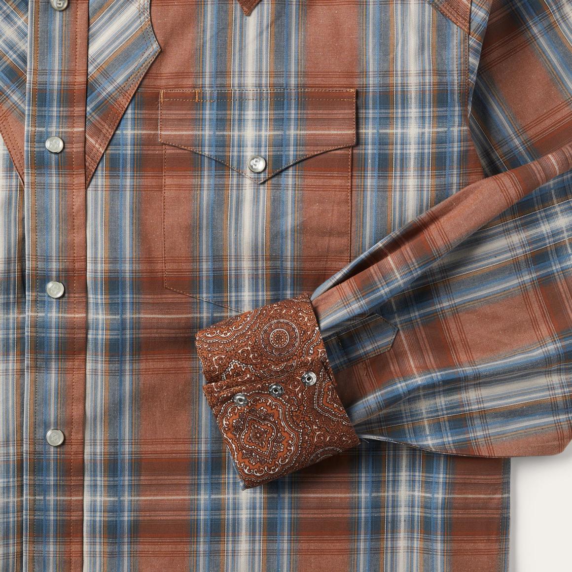 Rustic Plaid Western Shirt Brown | Men Stetson Classic Cut