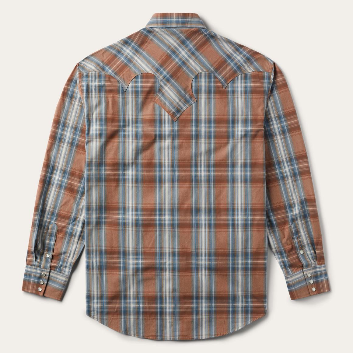 Rustic Plaid Western Shirt Brown | Men Stetson Western Shirts