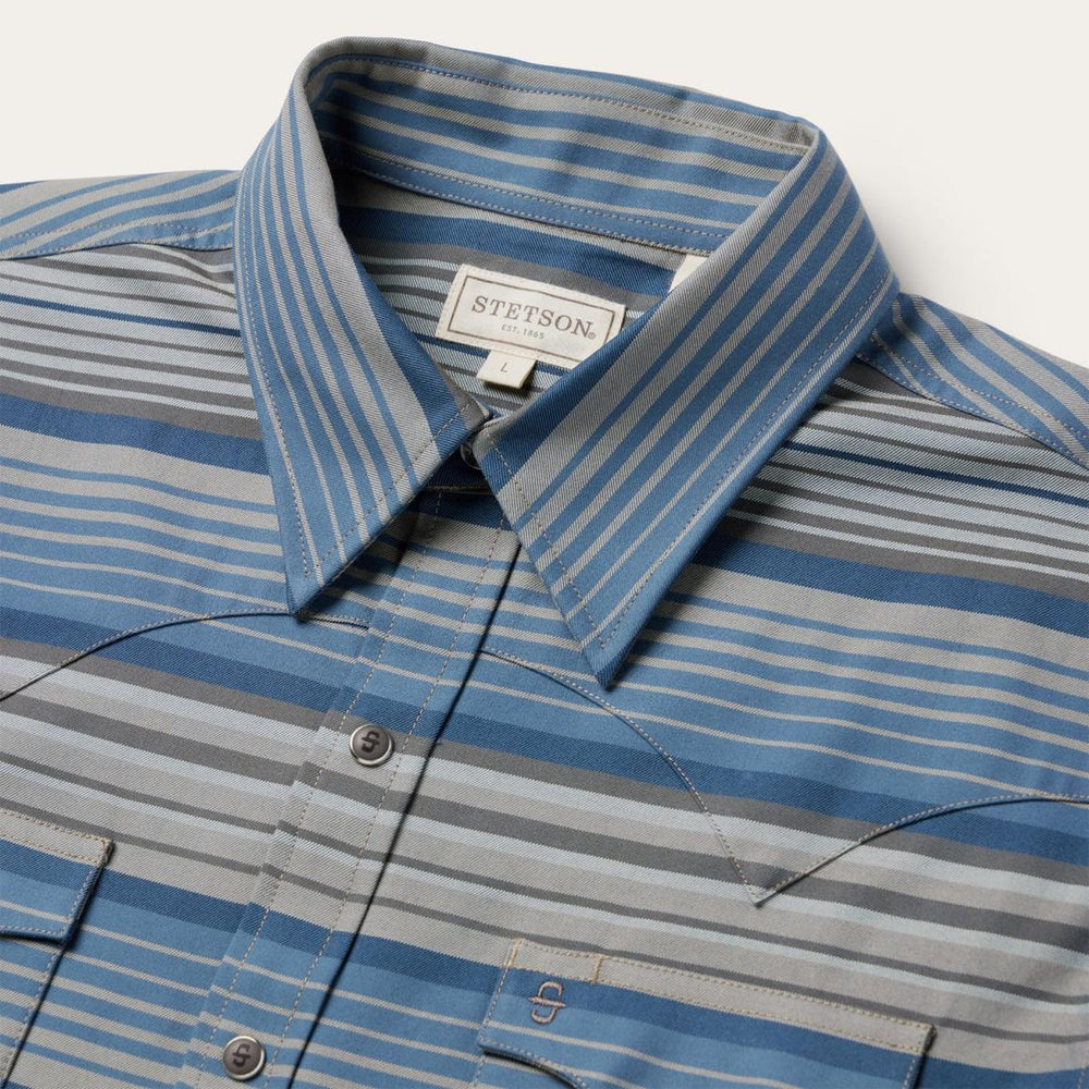 Serape Stripe Western Shirt Blue | Men Stetson Modern Cut