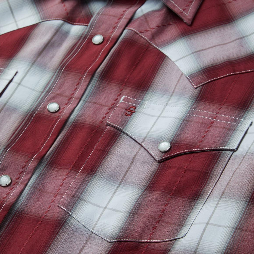 Shadow Plaid Short Sleeve Western Shirt Wine | Men Stetson Western Shirts