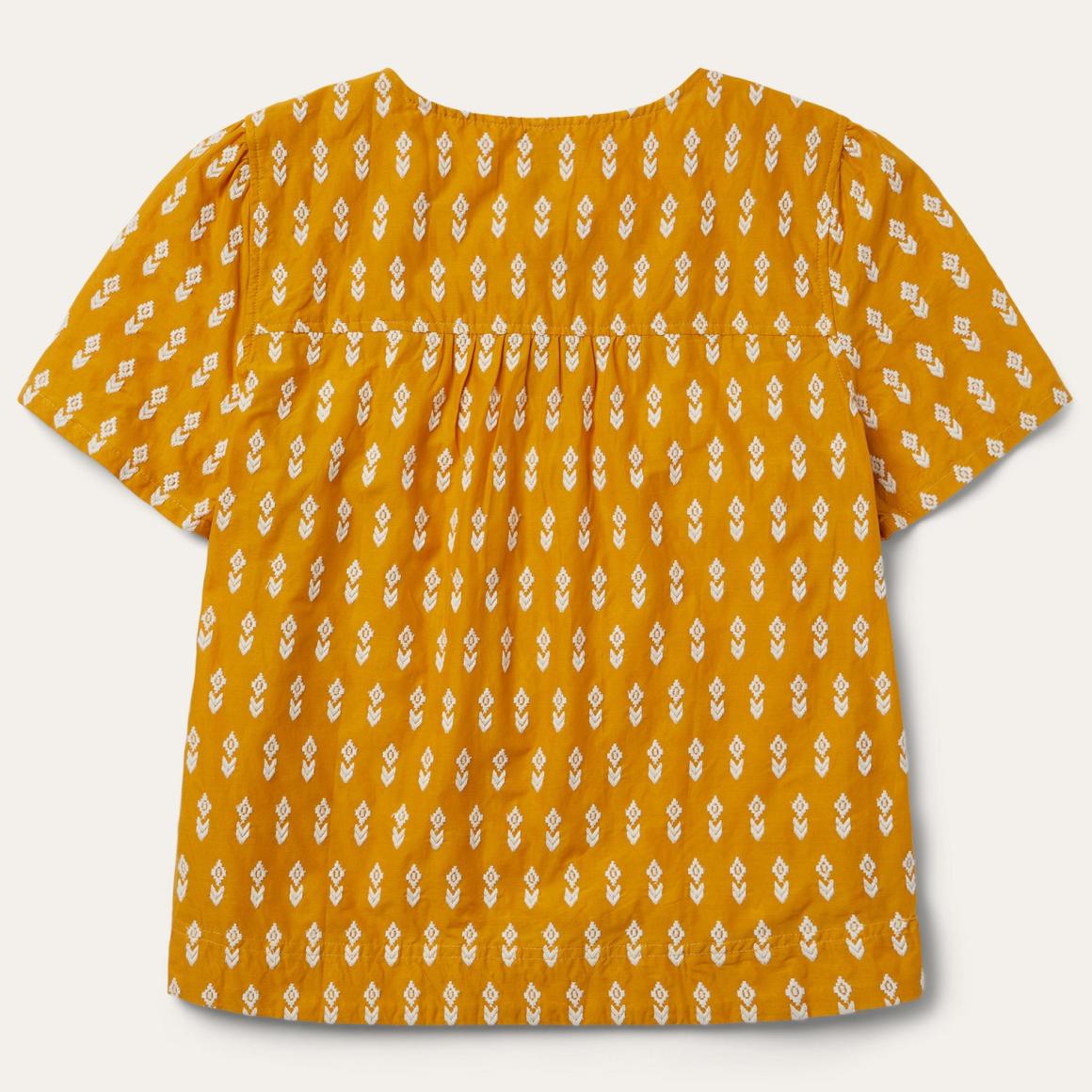 Short-Sleeved Aztec Blouse Yellow | Women Stetson Blouses