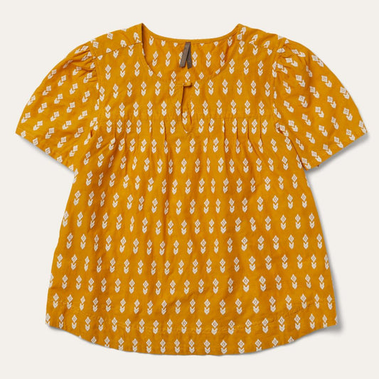 Short-Sleeved Aztec Blouse Yellow | Women Stetson Blouses