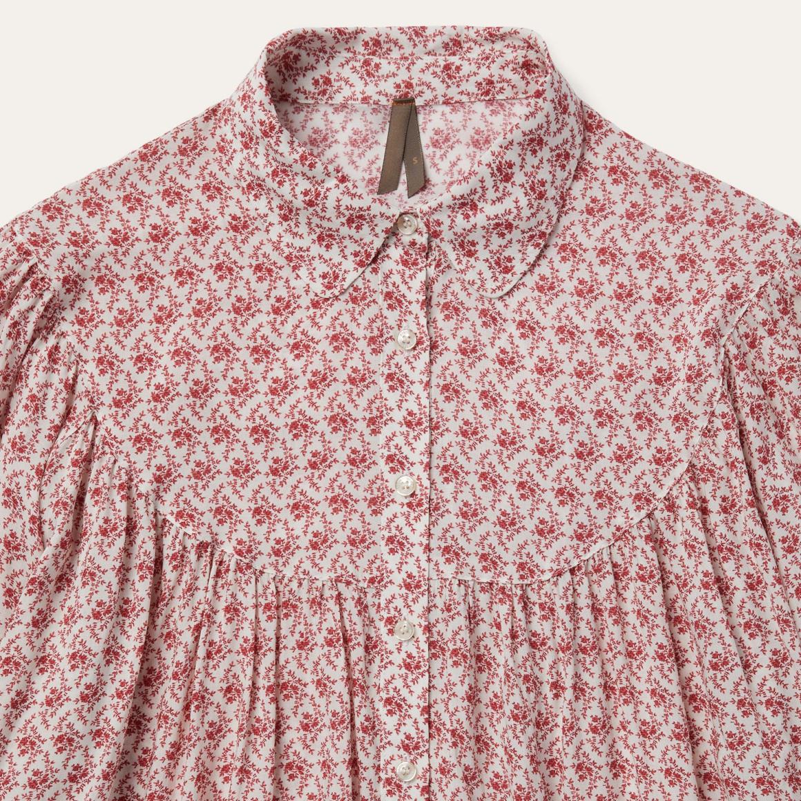 Short-Sleeved Cottage Floral Blouse Red | Women Stetson Blouses