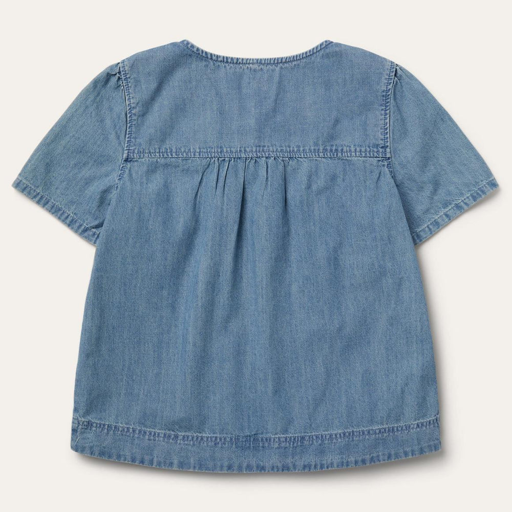 Short-Sleeved Denim Blouse Blue | Women Stetson Blouses