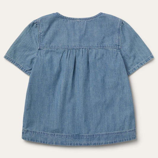 Short-Sleeved Denim Blouse Blue | Women Stetson Blouses