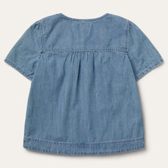 Short-Sleeved Denim Blouse Blue | Women Stetson Blouses