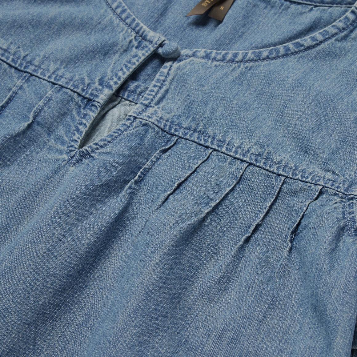 Short-Sleeved Denim Blouse Blue | Women Stetson Blouses