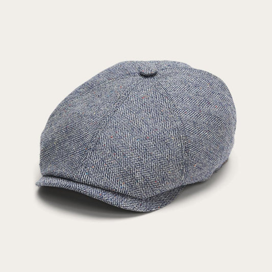 Silk Six-Panel Cap Blue Herringbone | Men/Women Stetson Caps &amp; Truckers