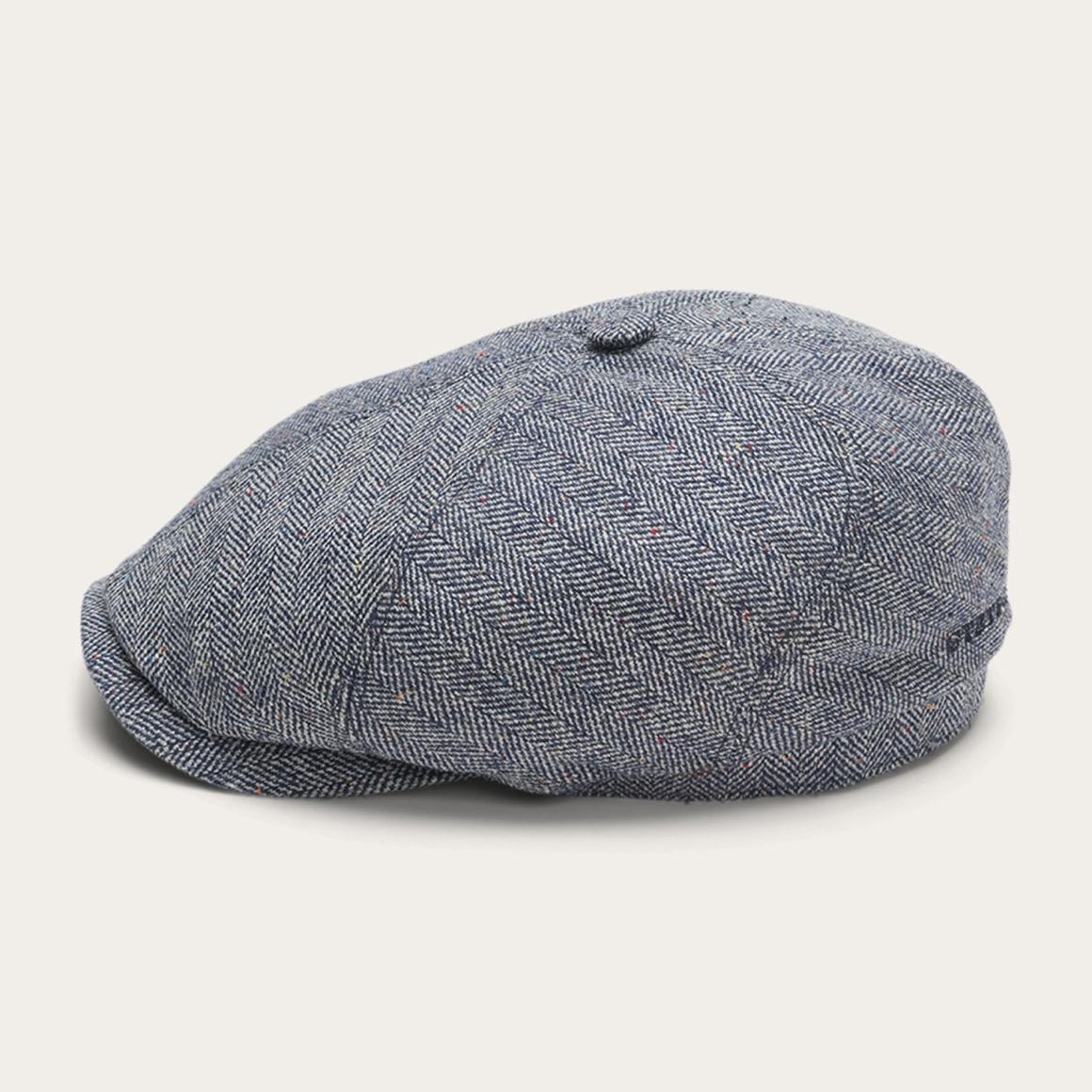 Silk Six-Panel Cap Blue Herringbone | Men/Women Stetson Caps &amp; Truckers