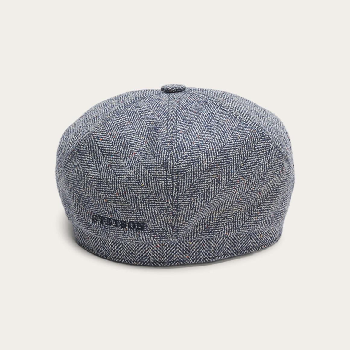 Silk Six-Panel Cap Blue Herringbone | Men/Women Stetson Caps &amp; Truckers