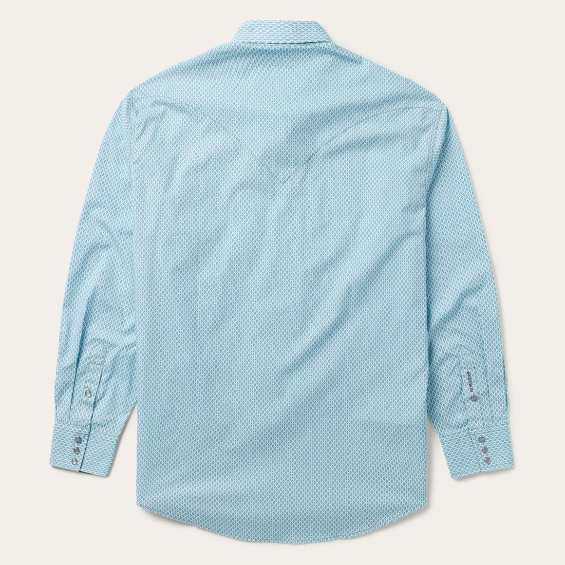 Silver Diamond Neat Print Western Shirt Blue | Men Stetson Western Shirts