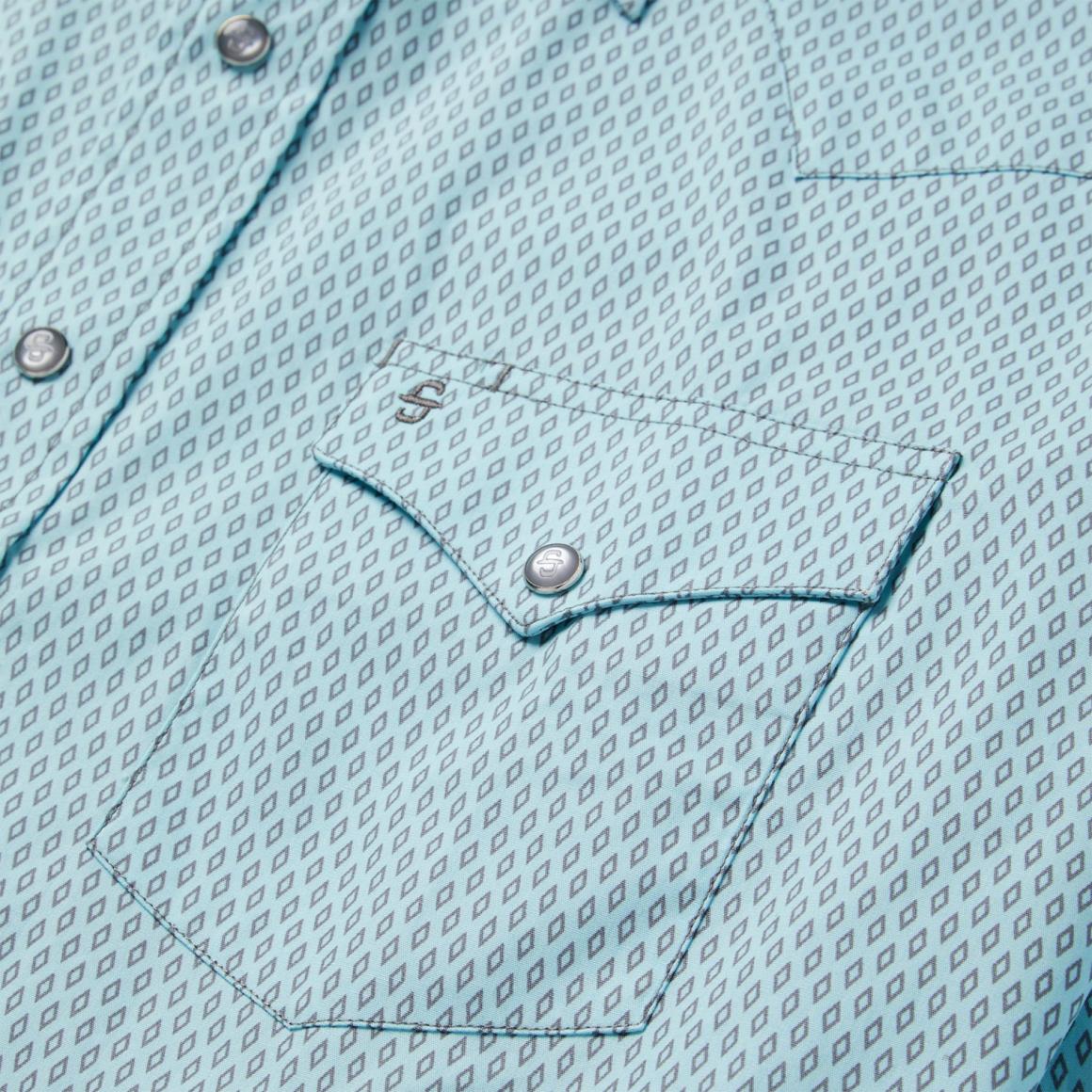 Silver Diamond Neat Print Western Shirt Blue | Men Stetson Western Shirts