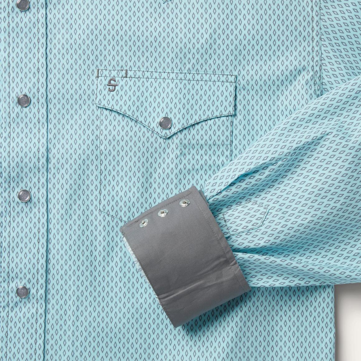 Silver Diamond Neat Print Western Shirt Blue | Men Stetson Western Shirts