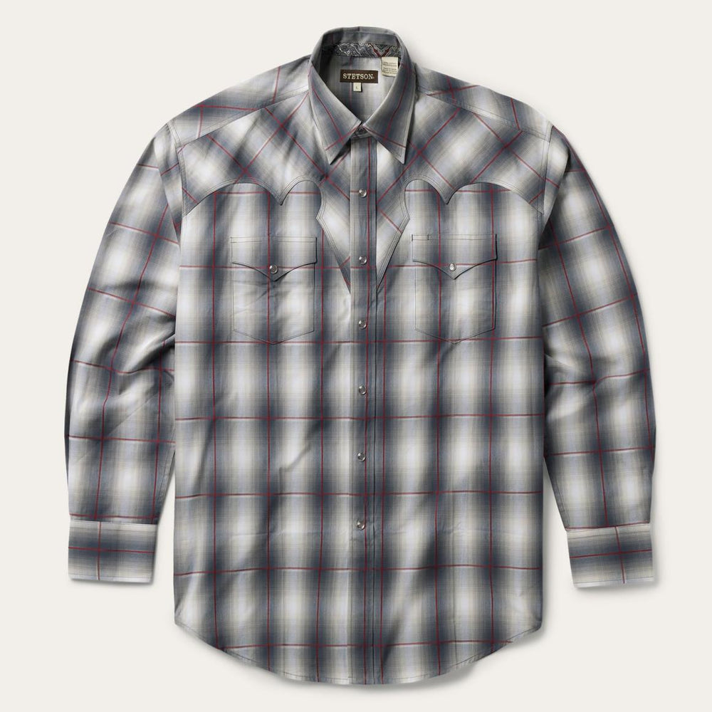 Smoke Ombre Western Shirt Grey | Men Stetson Western Shirts