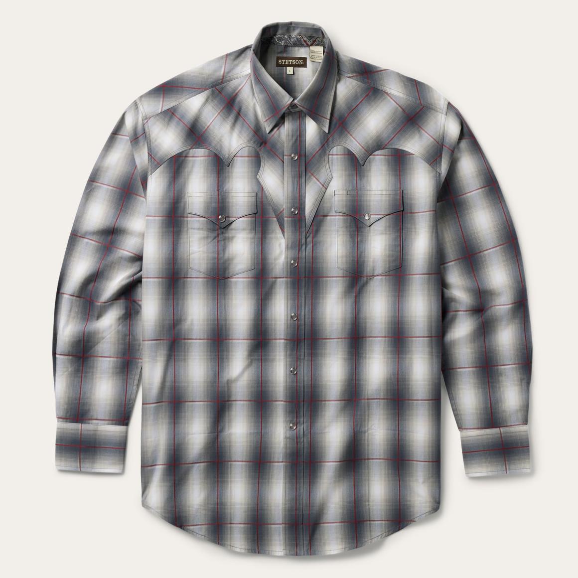 Smoke Ombre Western Shirt Grey | Men Stetson Western Shirts