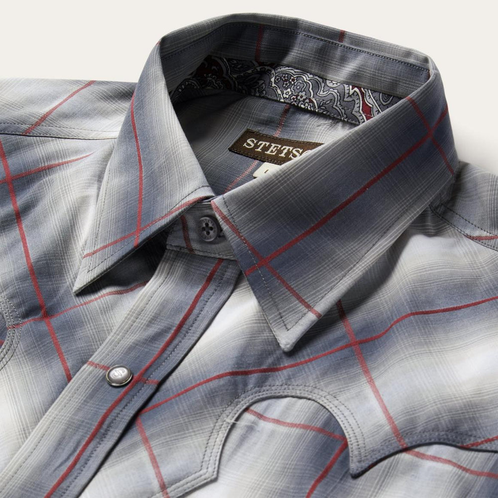 Smoke Ombre Western Shirt Grey | Men Stetson Western Shirts