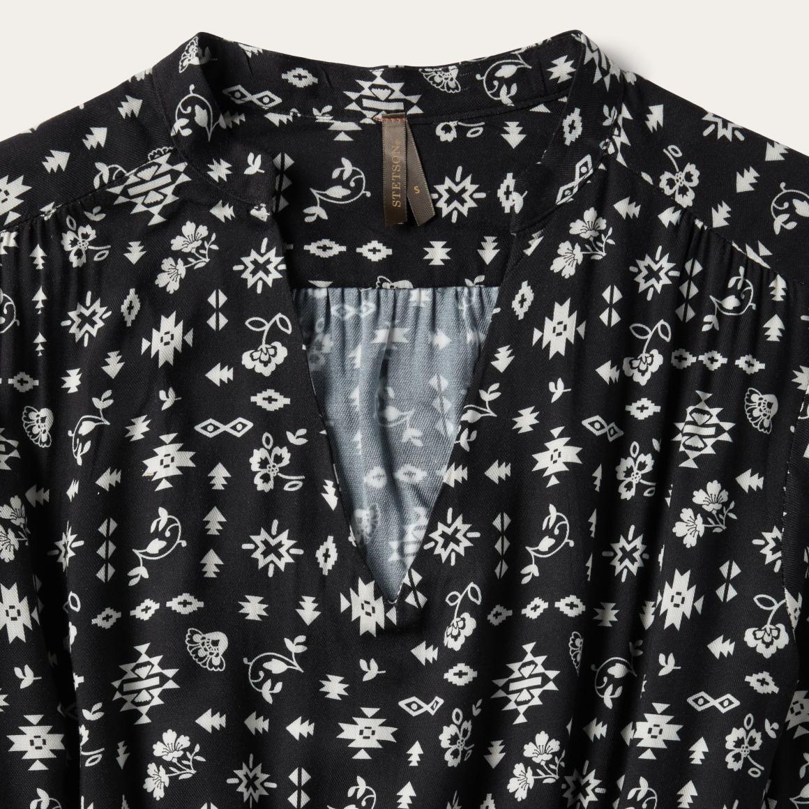 Southwestern Ditzy Print Dress Black | Women Stetson Midi