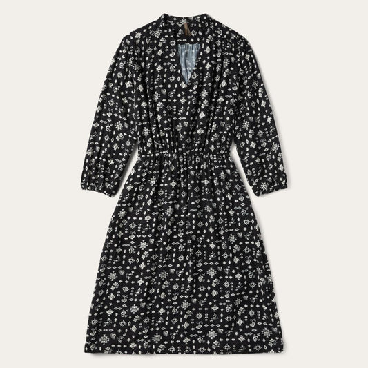 Southwestern Ditzy Print Dress Black | Women Stetson Midi