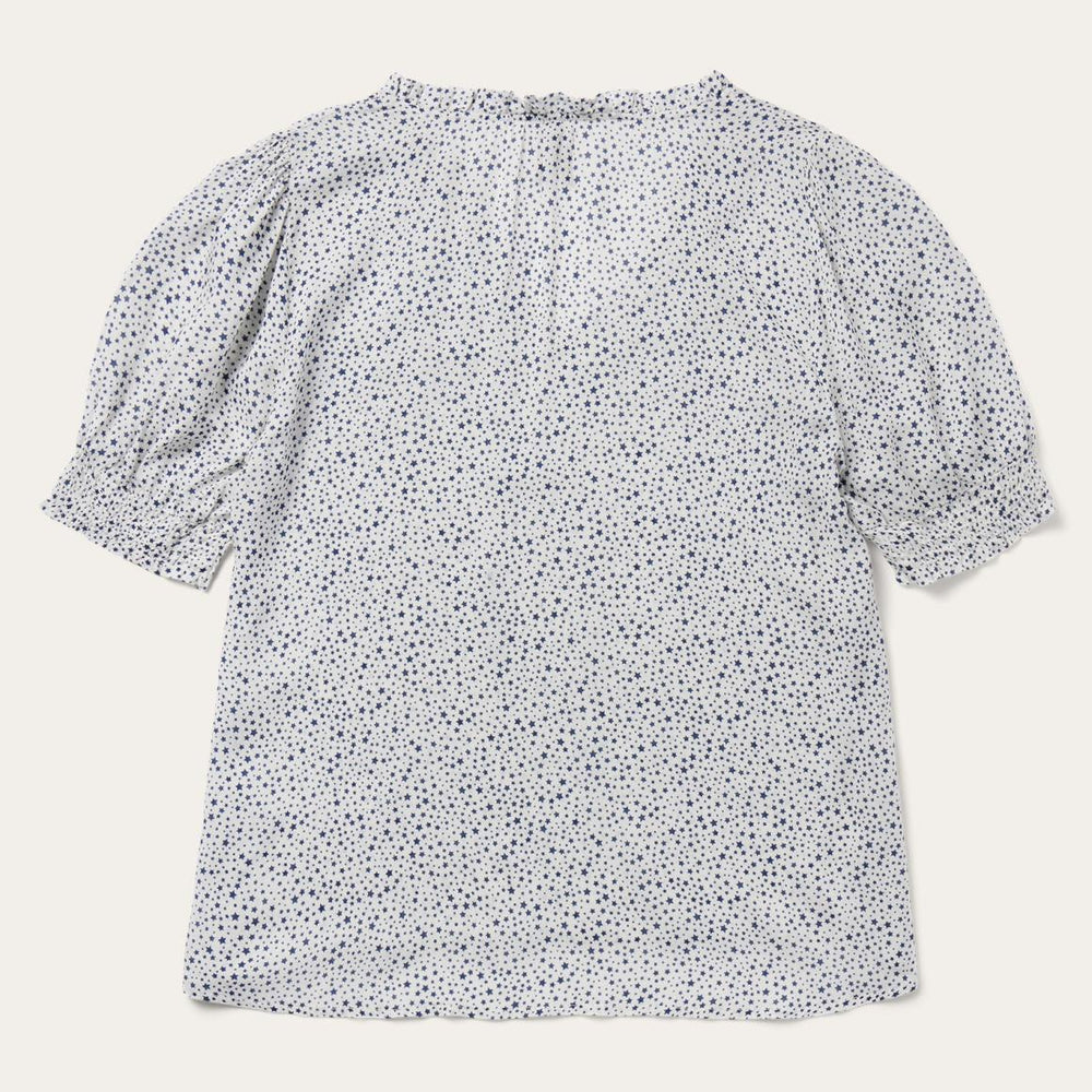 Stars Print Peasant Blouse White | Women Stetson Blouses
