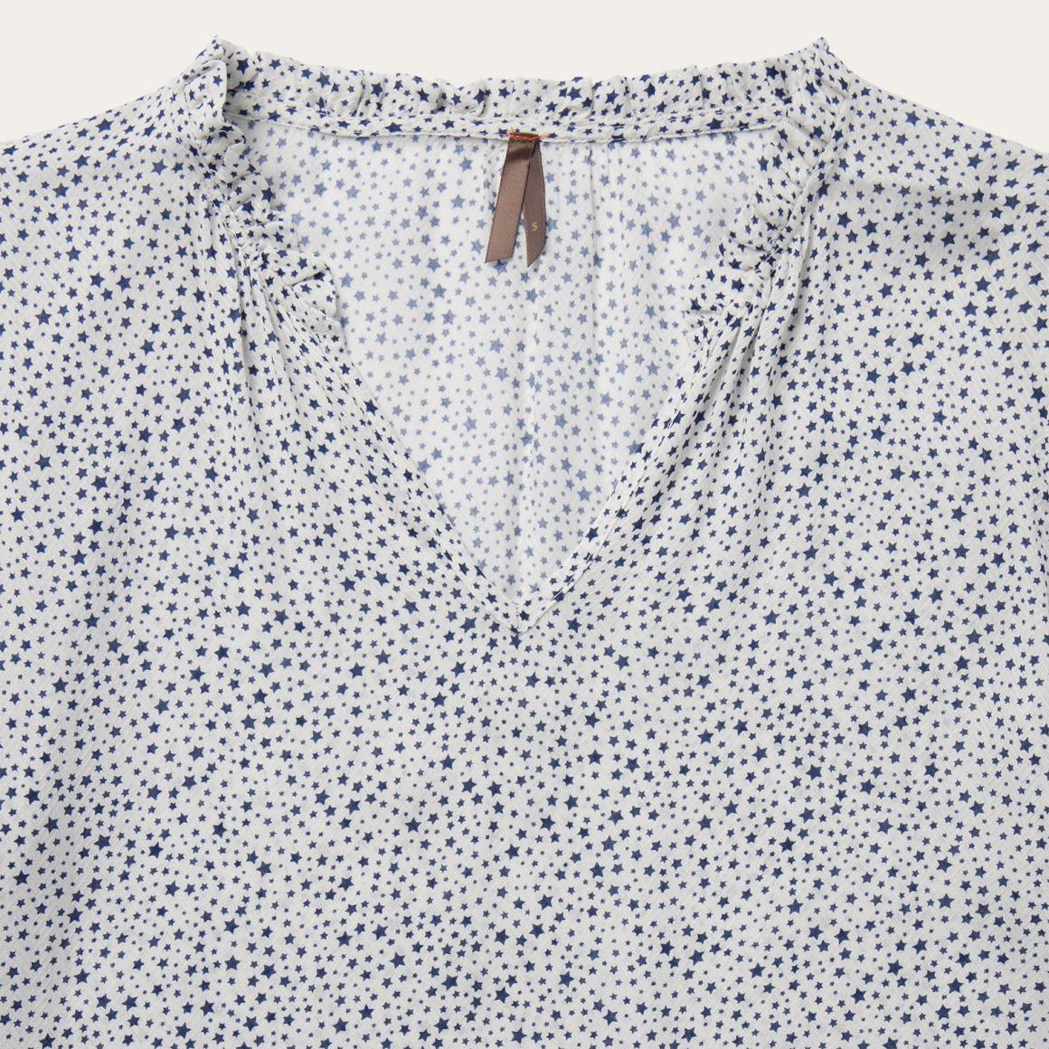 Stars Print Peasant Blouse White | Women Stetson Blouses
