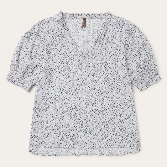 Stars Print Peasant Blouse White | Women Stetson Blouses