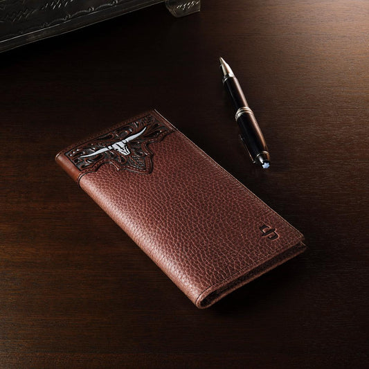 Steer Head Checkbook Brown | Men Stetson Wallets