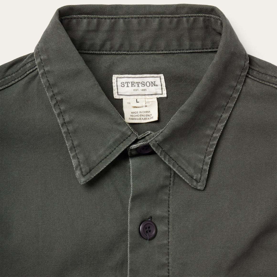 Stretch Canvas Jac-Shirt Green | Men Stetson Jackets