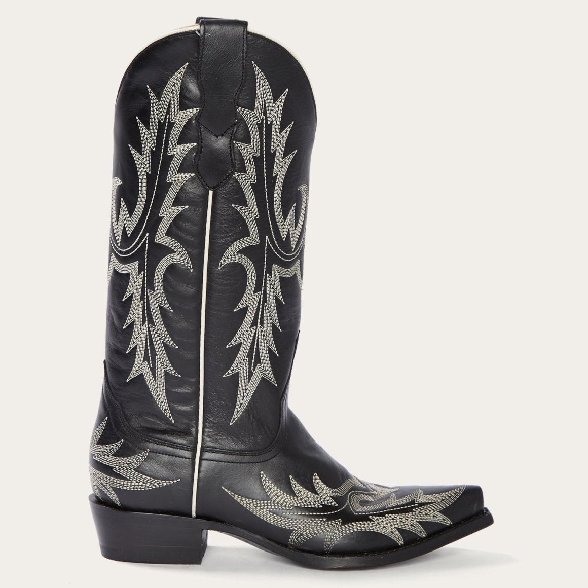 Tina Black &amp; White Flame Embroidered Cowboy Boot Black | Women Stetson Western
