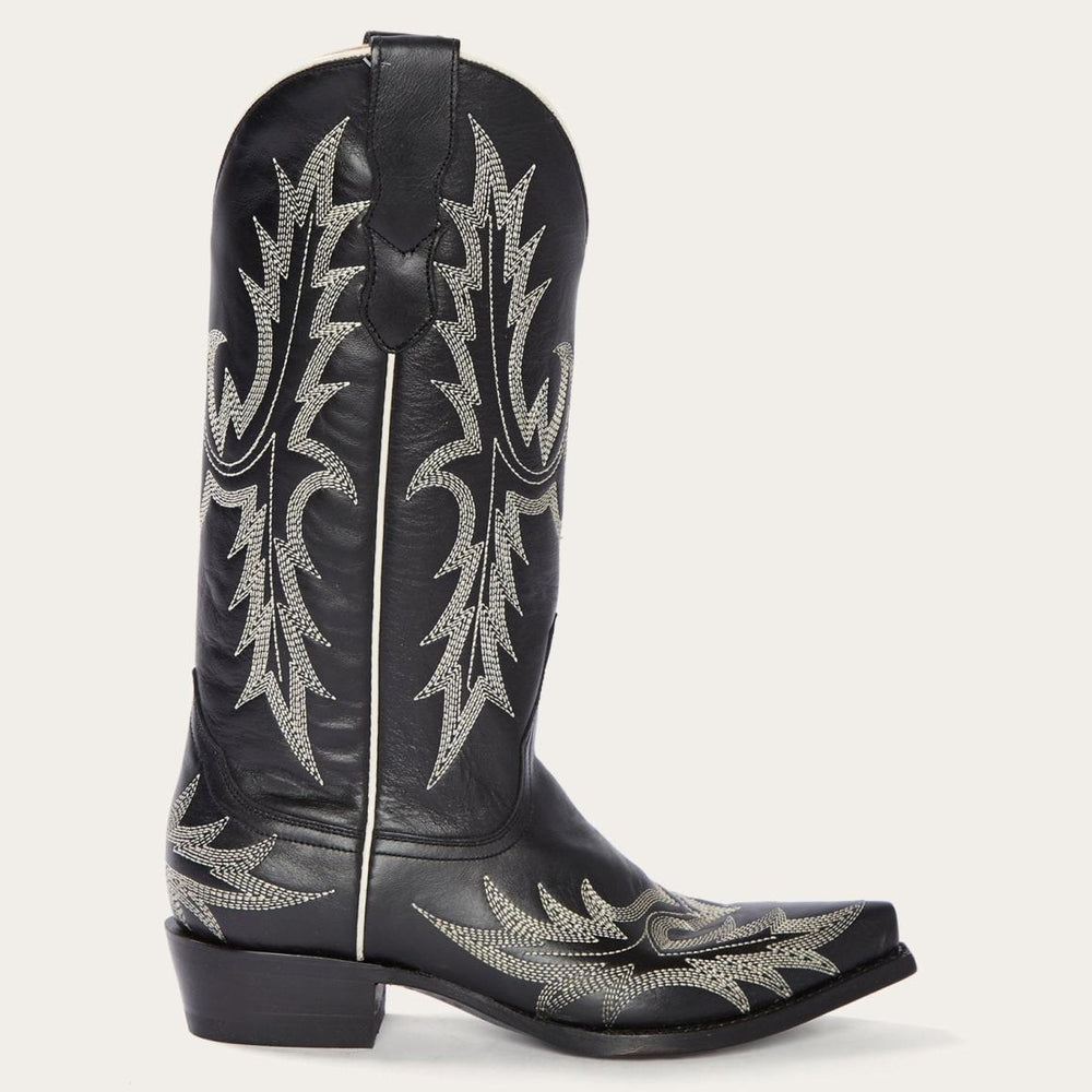 Tina Black &amp; White Flame Embroidered Cowboy Boot Black | Women Stetson Western