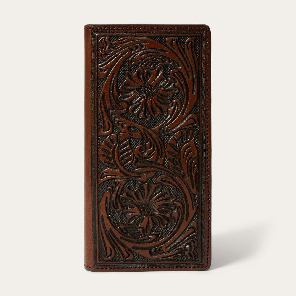 Tooled Checkbook Brown | Men Stetson Wallets