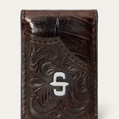 Tooled Embossed Croco Money Clip Brown | Men Stetson Wallets