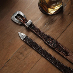 Tooled Tapered Belt Brown/sand | Men Stetson Belts