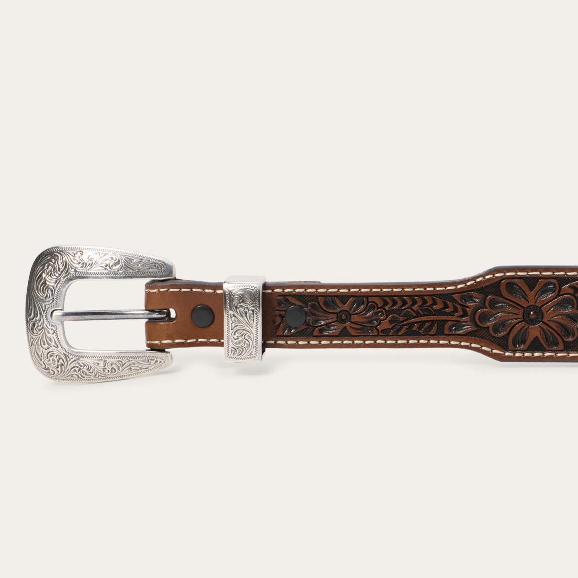 Tooled Tapered Belt Brown/sand | Men Stetson Belts