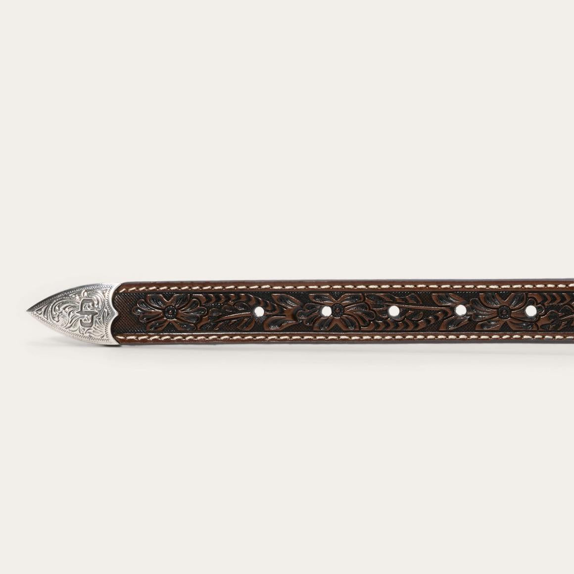 Tooled Tapered Belt Brown/sand | Men Stetson Belts