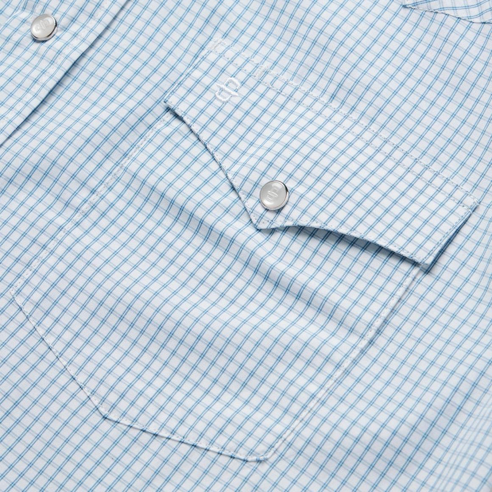 Two Stripe Check Western Shirt Blue | Men Stetson Classic Cut