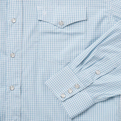 Two Stripe Check Western Shirt Blue | Men Stetson Classic Cut