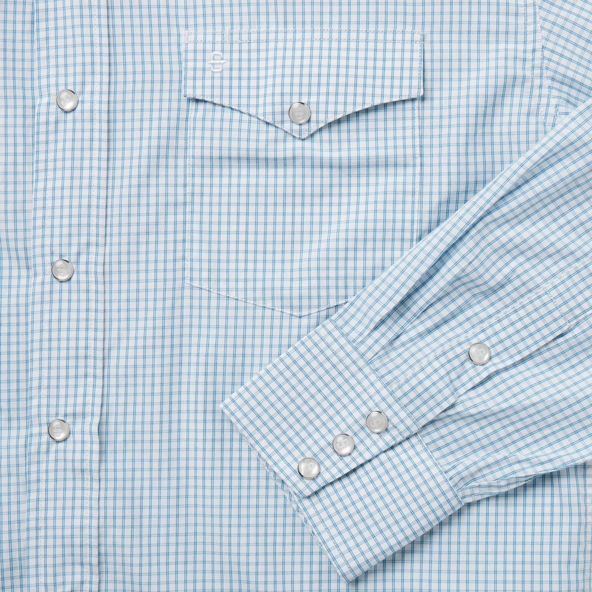 Two Stripe Check Western Shirt Blue | Men Stetson Western Shirts
