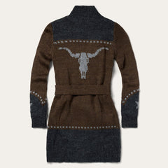 Vintage Steer Head Cardigan Brown | Women Stetson Sweaters