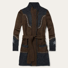 Vintage Steer Head Cardigan Brown | Women Stetson Sweaters