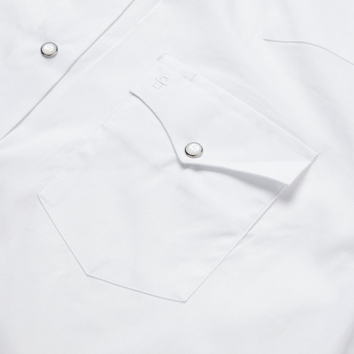 White Pinpoint Oxford Western Shirt White | Men Stetson Western Shirts