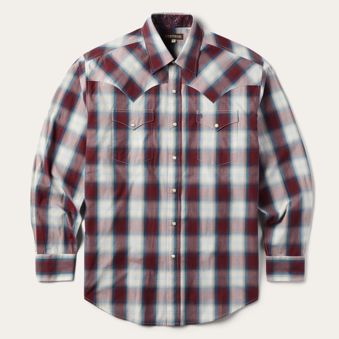 Wine Plaid Shirt Wine | Men Stetson Western Shirts